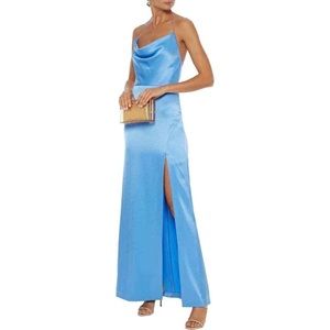 Alice and Olivia Eliza Cowl Neck High Slit Maxi Dress in Cornflower